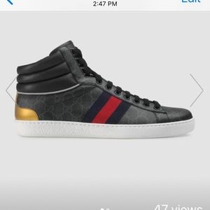 Gucci Ace GG hightop sneakers. Men’s size 43 (US 9.5-10)